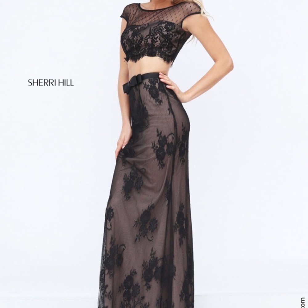 Sherri Hill Black Lace 2-piece